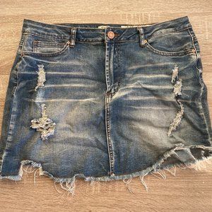 Distressed Indigo Rein Jean Mini Skirt 15